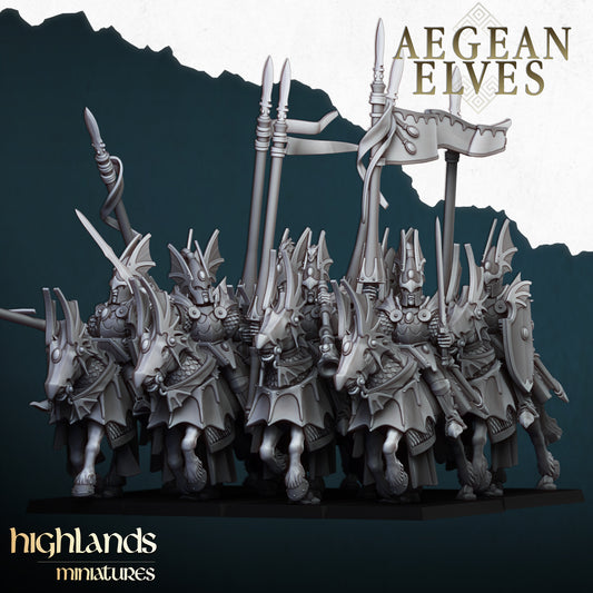 Aegean Elves Mounted Dragons 8x  - Highlands Miniatures