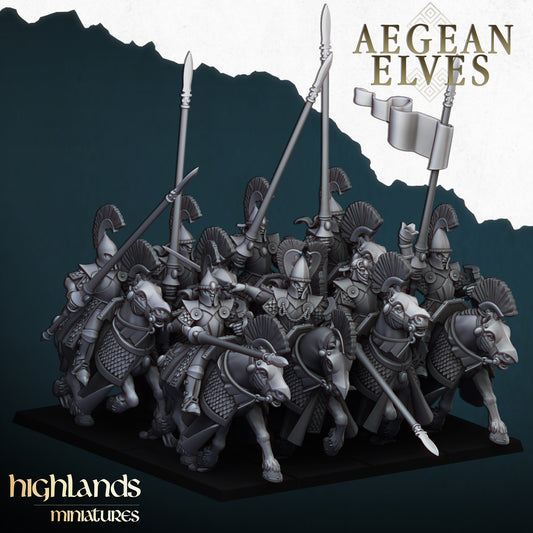 Aegean Elves Mounted Lances 8x- Highlands Miniatures