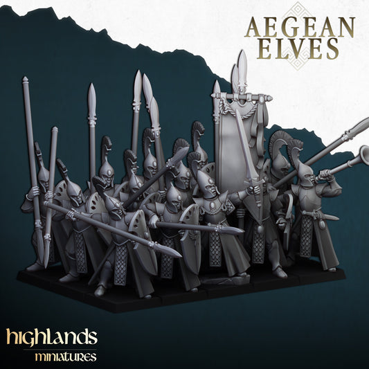 Aegean Elves Spearmen 15x- Highlands Miniatures