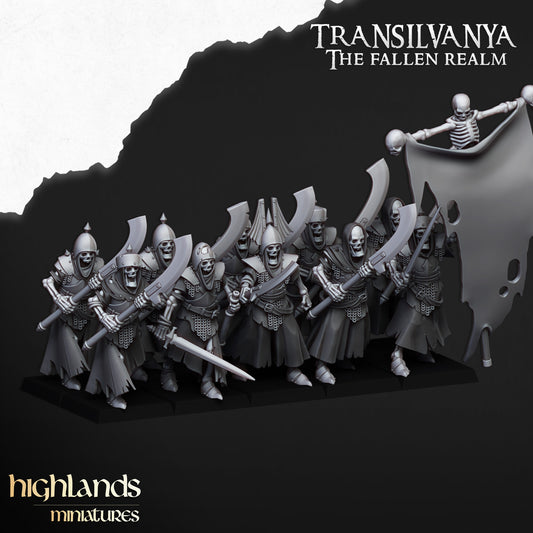 Transilvanya  skeletal Guard with great weapons - Highlands Miniatures